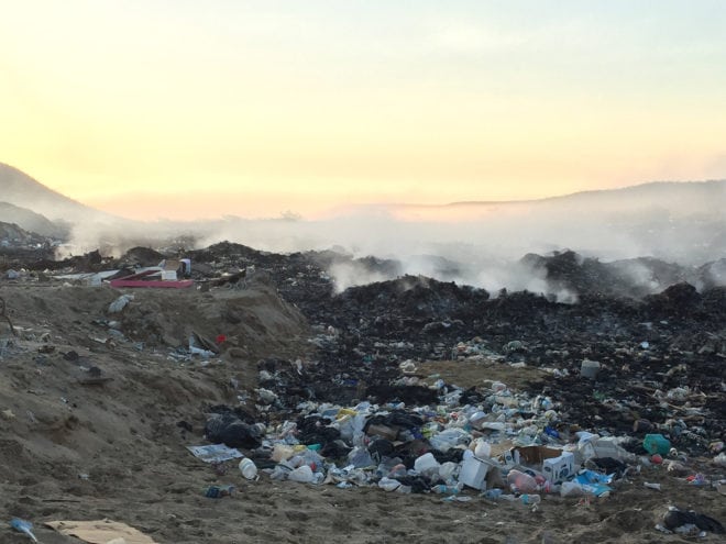 Plastics, tires, aerosols and other waste burn, creating smoke with severe health risks.