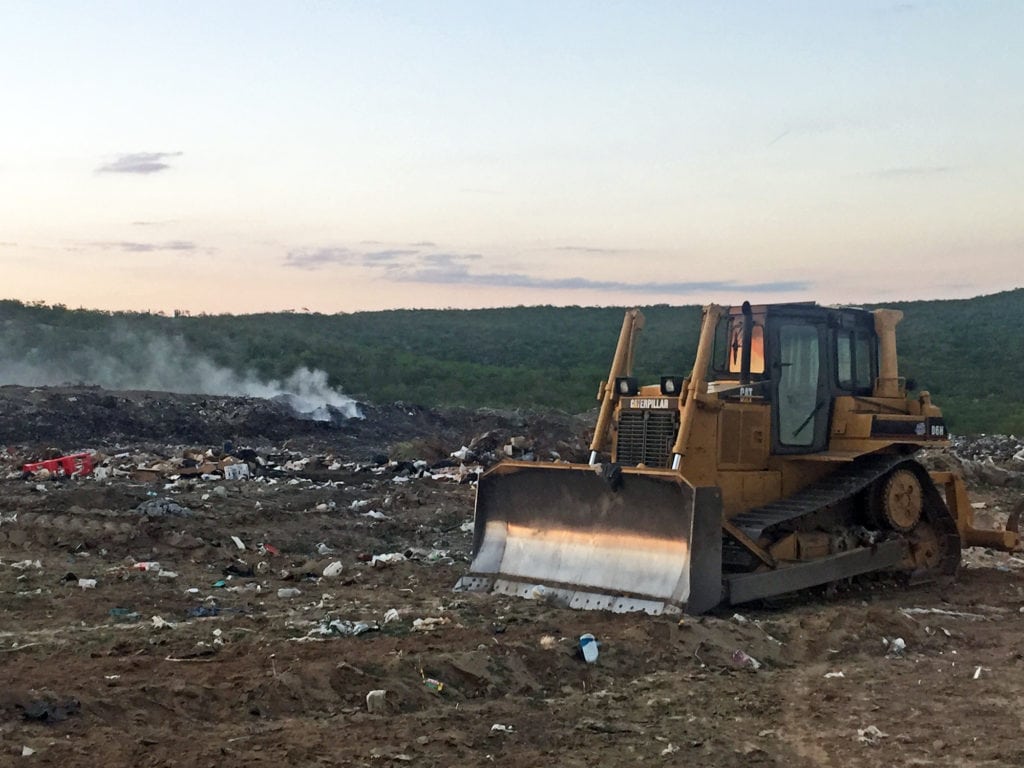 The bulldozer remains on site working the Los Barriles landfill.