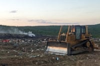 The bulldozer remains on site working the Los Barriles landfill.